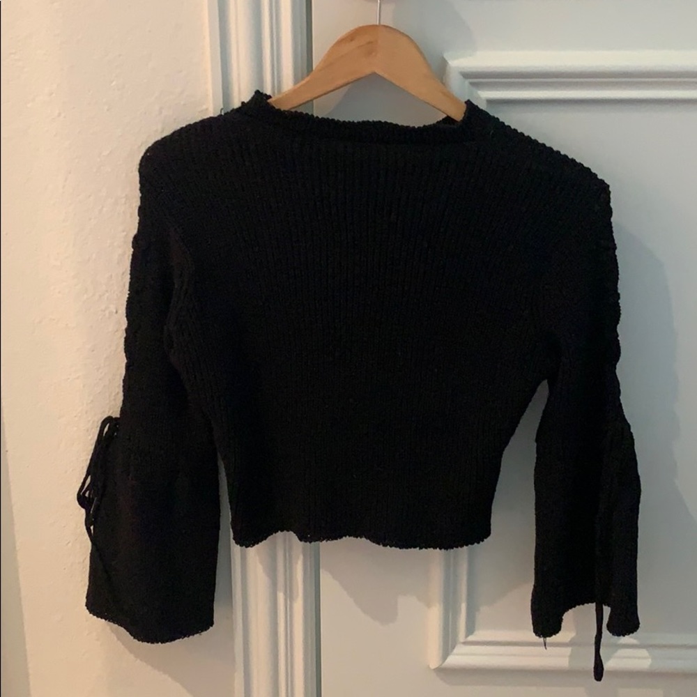 Black Flare Sleeve Knit Sweater Top